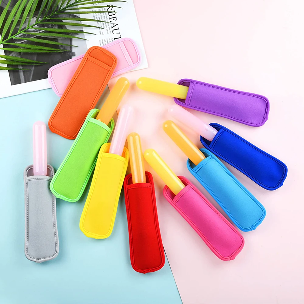 24Pcs Popsicle Holder Ice Pop Sleeves Neoprene Anti Freezing Ice Freezer Protective Colorful Ice Cream Tools Party Supplies