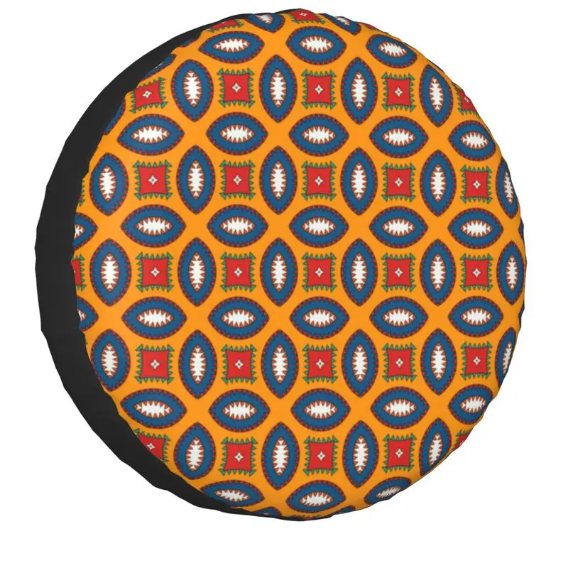 Colorful African Ankara Geometric Tire Cover 4WD 4x4 RV Spare Wheel Protector for Toyota Land Cruiser Prado 14