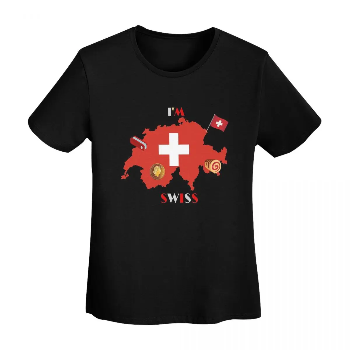 

Swiss Switzerland Flag T-Shirt Women Short Sleeve T Shirts O-Neck Clothing Cotton Summer Tees Streetwear