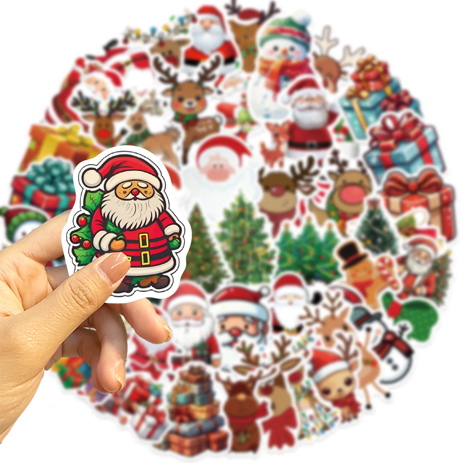 50pcs Cute Christmas PVC Sticker Aesthetic Children's Decoration Scrapbooking Stationery Hand Accounting Supplies for Kids