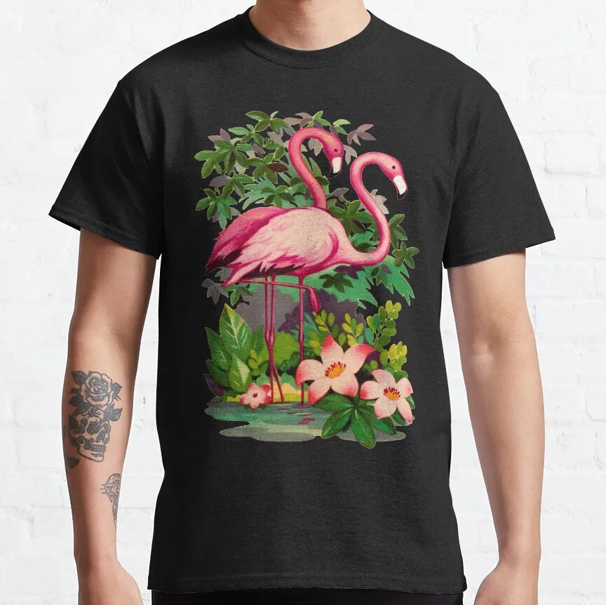 

Retro Pink Flamingos T-Shirt t shirts for men men t shirt heavy weight t shirts for men