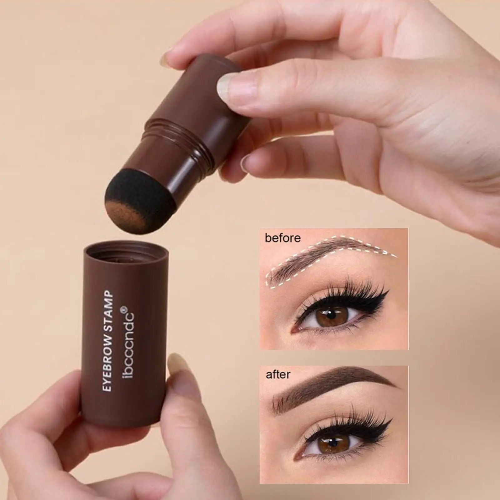 Herramienta de maquillaje impermeable en polvo para cejas con sello de cejas de un solo paso con tarjetas de plantilla para la belleza diaria
