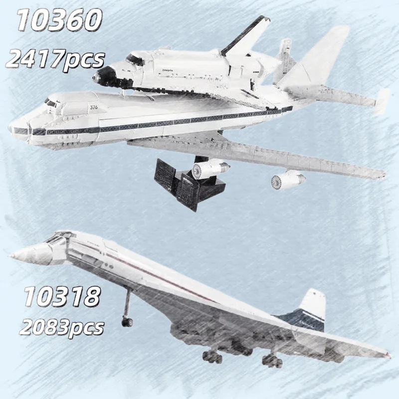

2083PCS10318 Concorde Airbus 2471pcs10360 Space Transport Aircraft Building Block Toy Set Birthday Gift