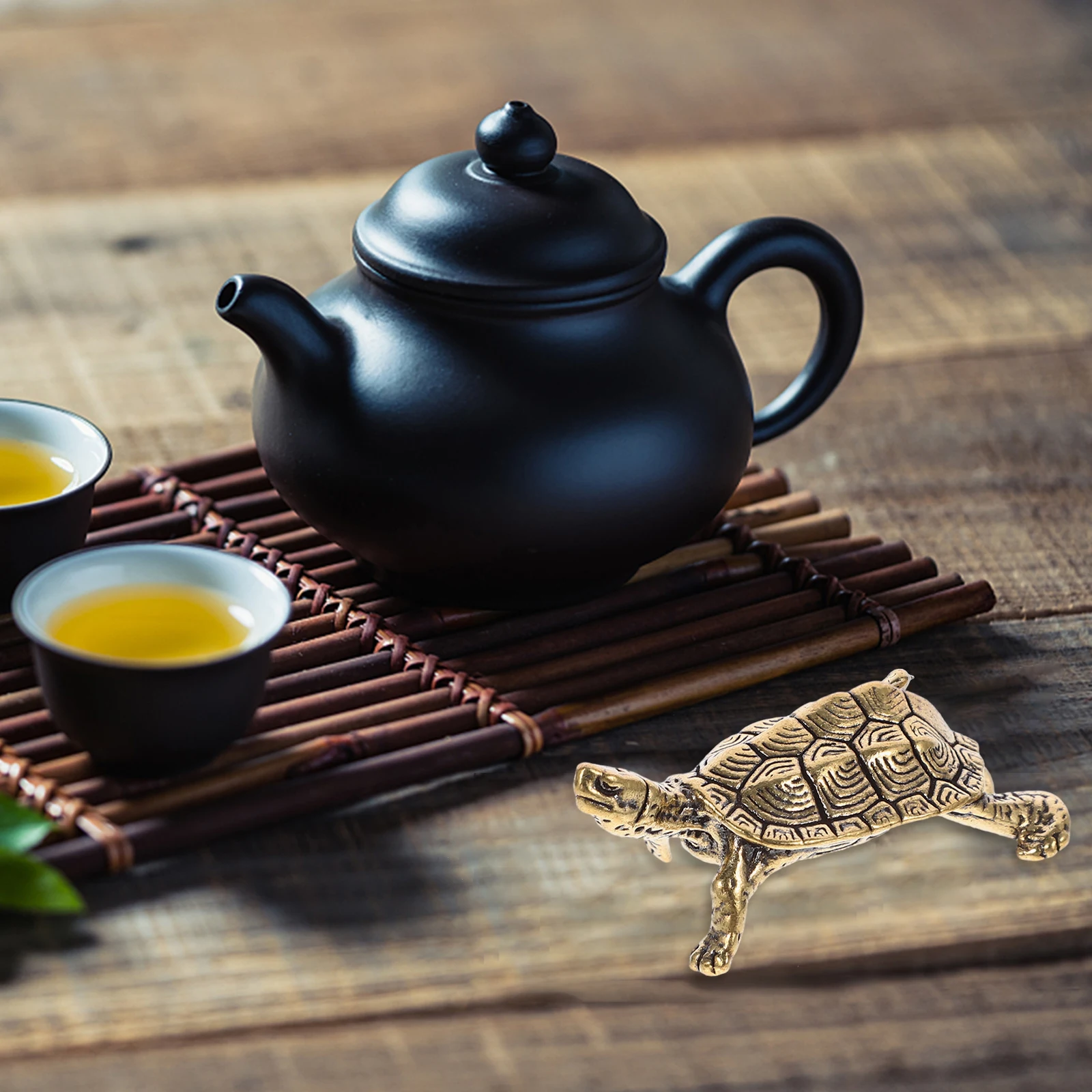 

1pc Brass Turtle Crafts Decorations Premium Longevity Sculpture Desktop Home Room Tea Pet Adornment Tabletop for Tea