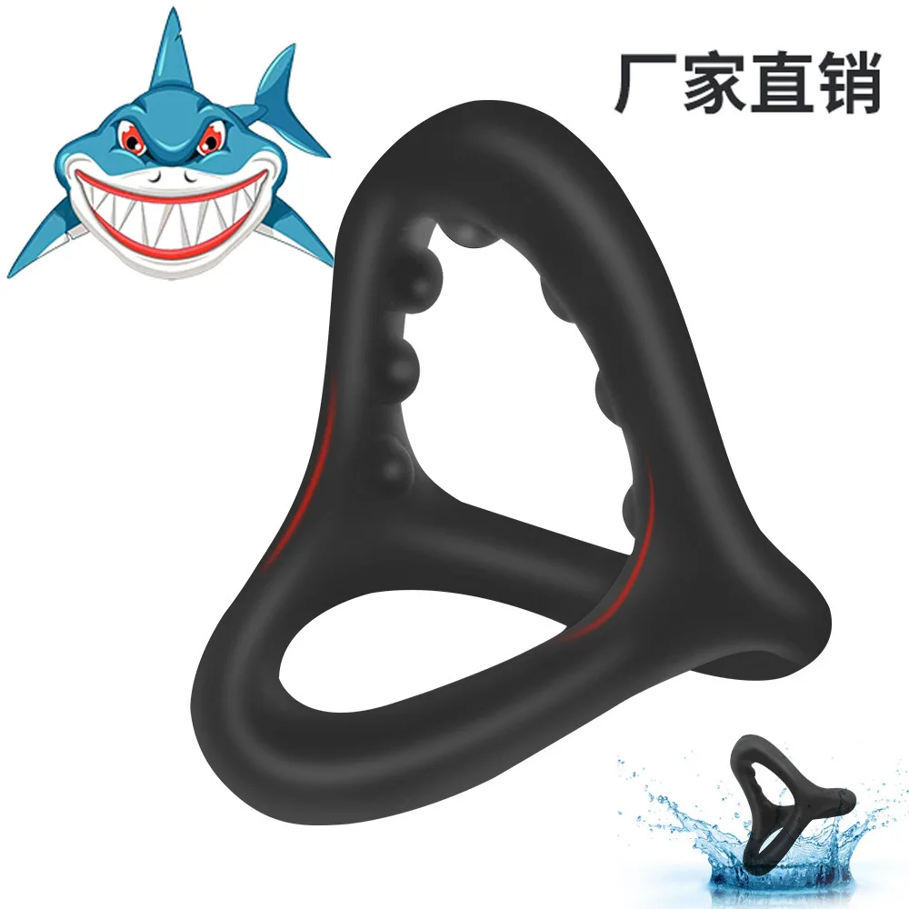 Orissi Shark-Shaped Liquid Silicone Male Cock Ring: Ejaculation Control & Foreskin Retraction Device - Adult Sex Toy