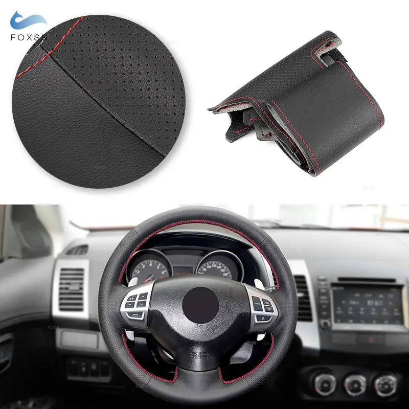 Car Steering Wheel Leather Cover For Mitsubishi Lancer X 10 2007-2015 Outlander 2006-2013 ASX Pajero Sport For Citroen C-Crosser