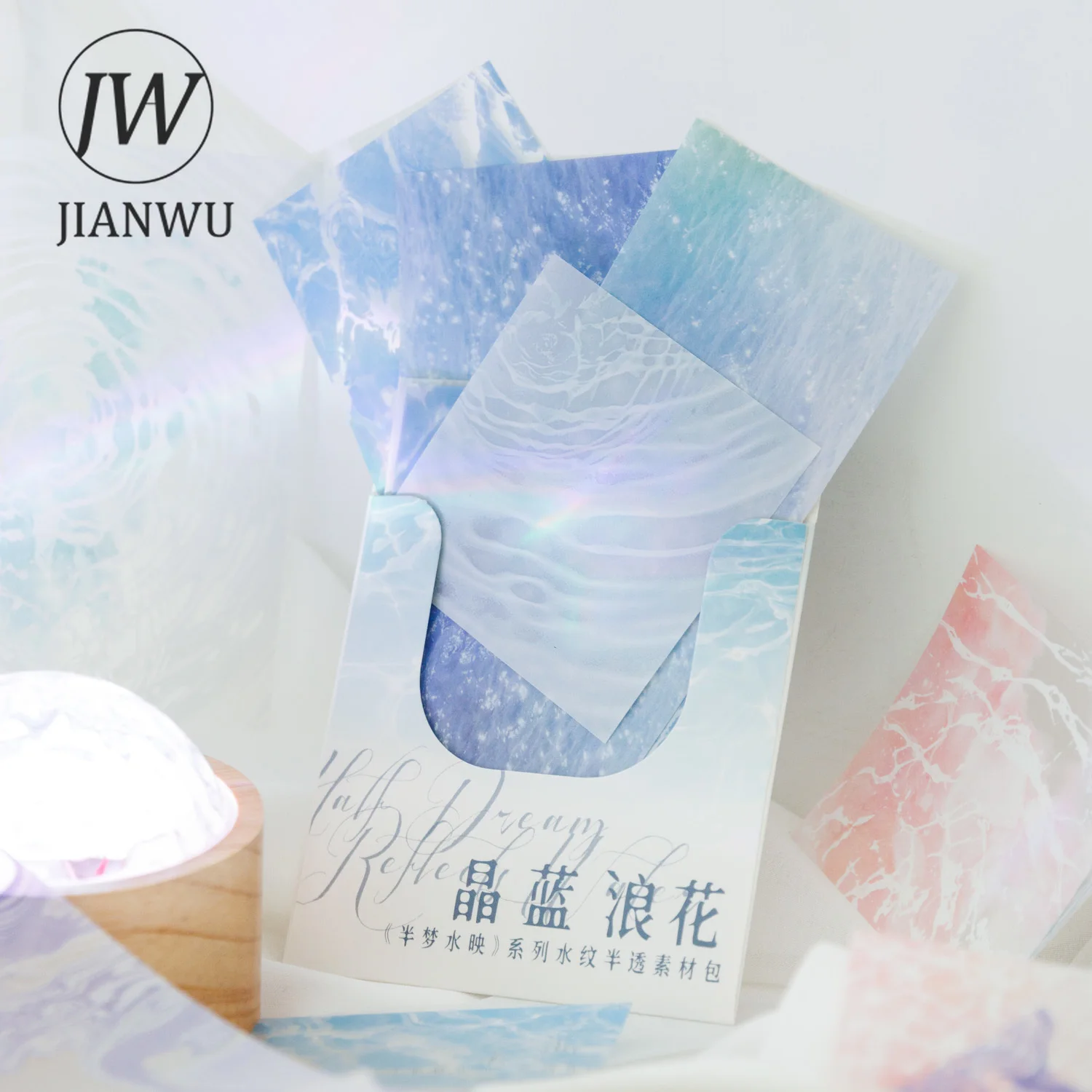 JIANWU 20 Sheets Half The Dream Water Reflected Series Vintage Decor Material Paper Creative DIY Journal Collage Stationery