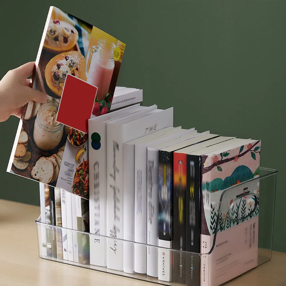 

Plastic Book Storage Box for Documents Magazines Desktop File Organizer Rack Simple Design Reusable Office Study Bedroom