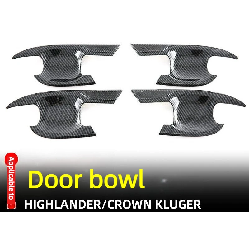 

For Toyota Highlander XU70 2021 2022 Car Sticker Carbon Fiber Style Exterior Door bowl frame Moulding Cover Trim Decor