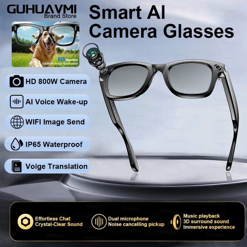 New Upgrade Smart Glasses With Camera Video Recording AI Photo Recognition Bluetooth Call Translation Voice Sunglasses Men 2025