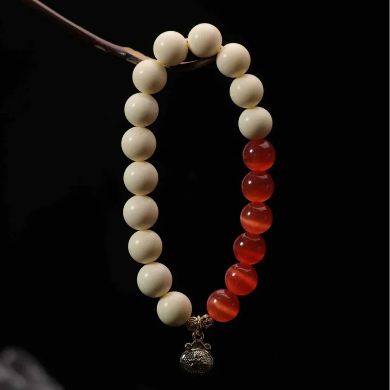 10MM pressed ivory beads paired with a 