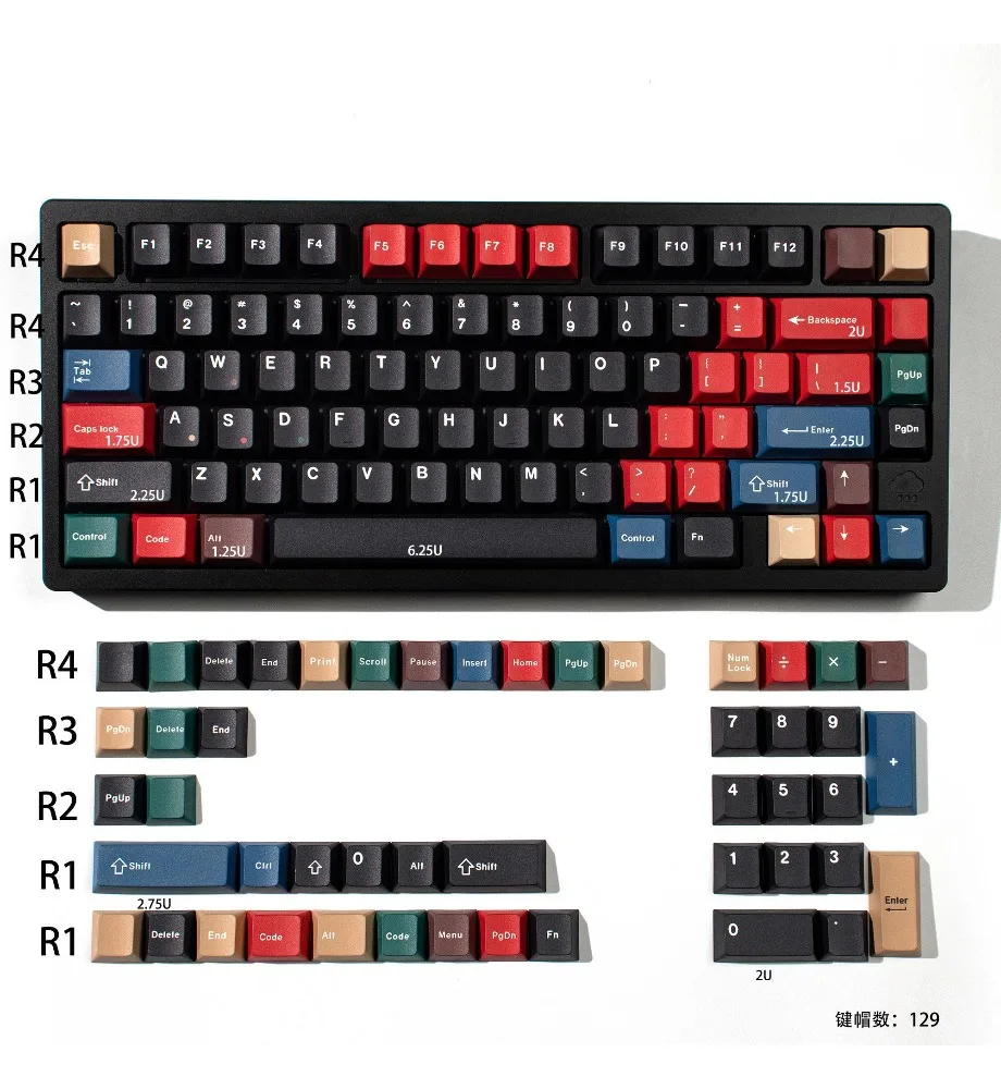 Keycap personality sublimation original wooting made68 and other R3 magnetic axis mechanical keyboard keycap full set of PBT