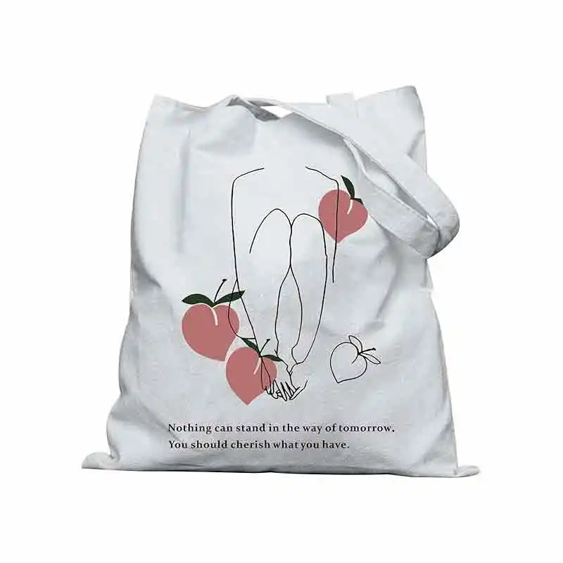 Cotton Canvas Tote Bag com bolso interno, LW028