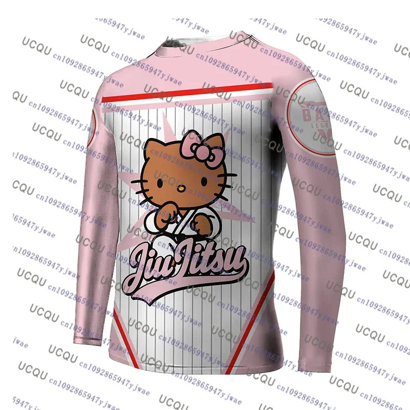 

Рождественская футболка Hello Kitty с длинными рукавами, спортивная одежда, осенняя женская и мужская повседневная легкая дышащая уличная футболка для косплея, топ