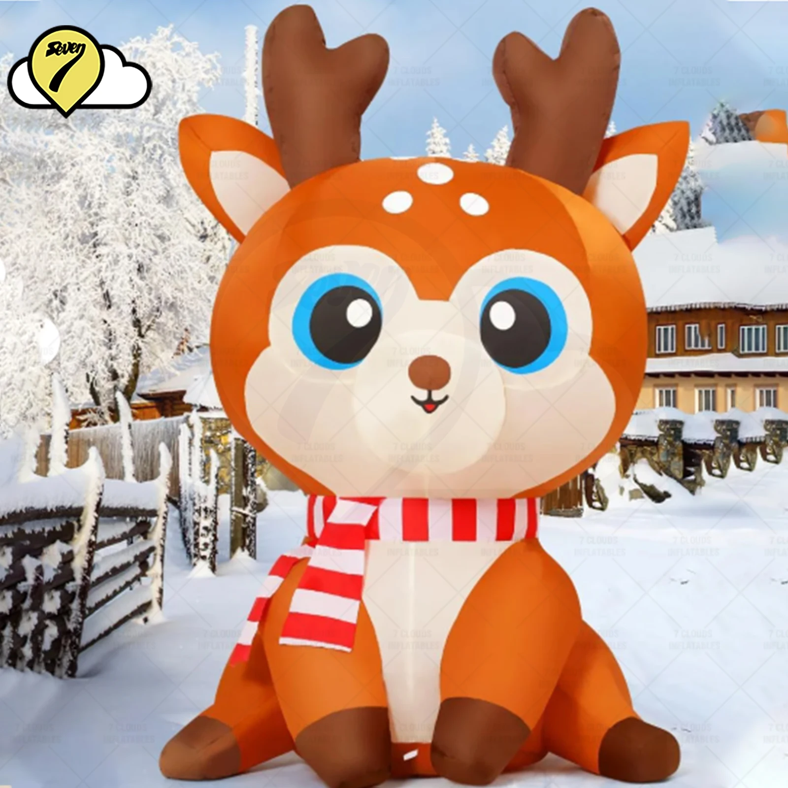 1,5 m aufblasbares Weihnachts-Rentier, Outdoor-Dekoration, aufblasbarer Hof, niedliches Hirsch mit integrierter LED für Party-Weihnachtsgarten im Innenbereich