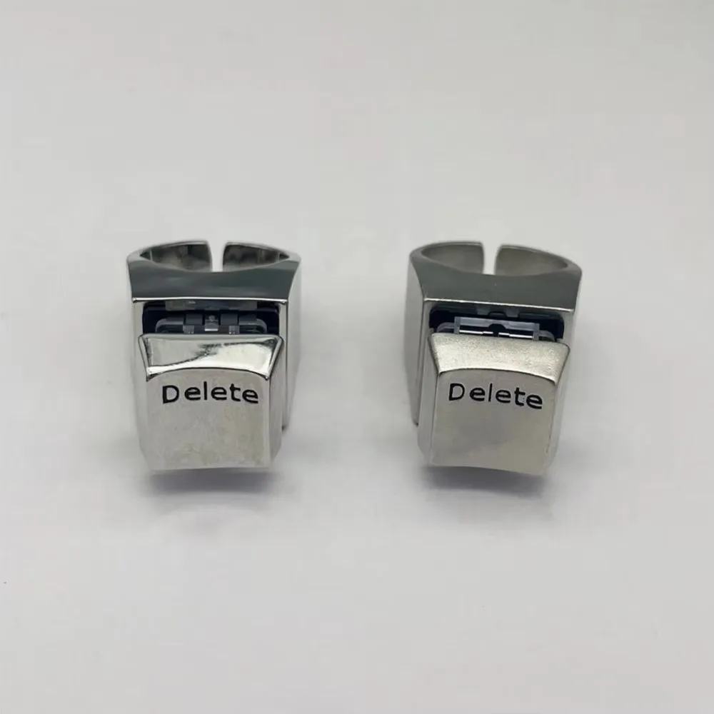 New Metal Delete Anything Rings Decompression Vent Keyboard Opening Rings Adjustable Unique Spindle Tester Ring