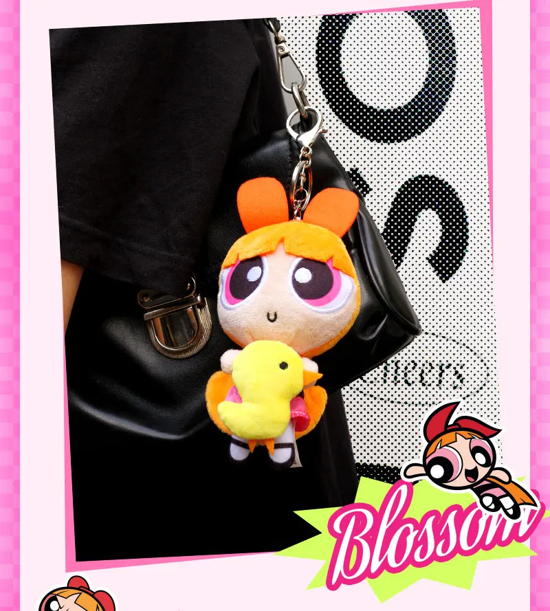 Original 12-13cm Powerpuff Girls 2-in-1 Plüsch-Schlüsselanhänger Bubbles Buttercup Puppen-Anhänger Niedliche Mädchen-Herz-Taschendekoration Moe – Detail 7