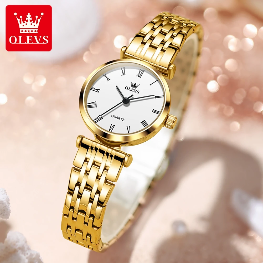 OLEVS-reloj de cuarzo a escala romana para hombre y mujer, pulsera de mano Original de la mejor marca, de acero inoxidable, resistente al agua, 5592