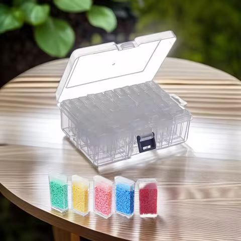 Diamond painting tools handmade divided storage box transparent rice beads small box nail art divided diamond bottle storage box