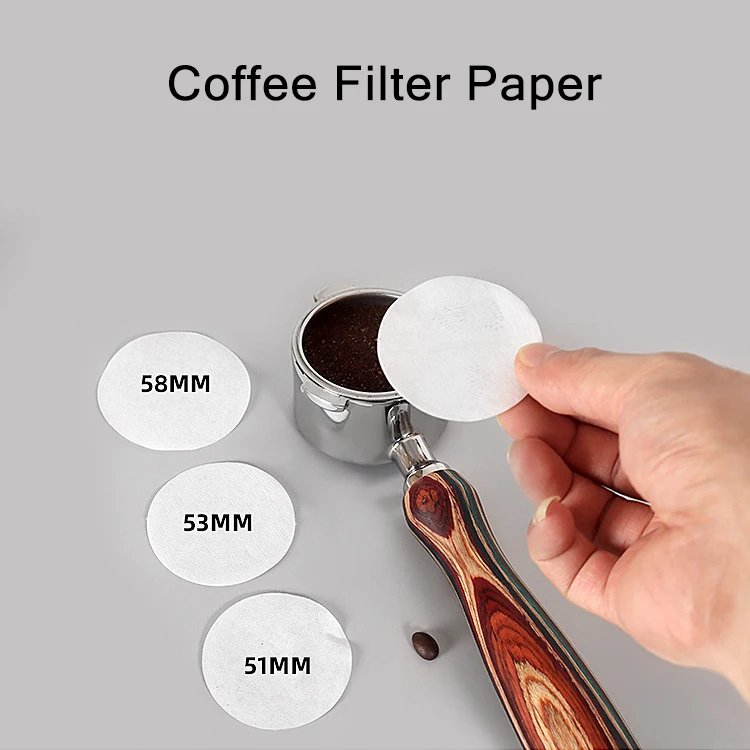 51/53/58mm Disposable Coffee Filter Paper Italian Coffee Handle Round Secondary Water Filter Paper 100pcs Moka Pot Filter Tool