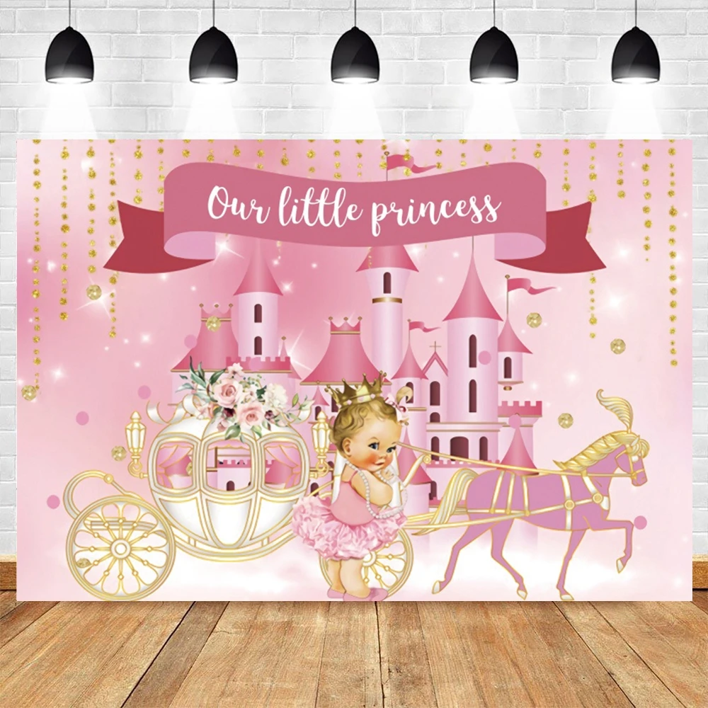 Newborn Baby Shower Birthday Backdrop for Photography Princess Prince Girl Boy Crown Flower Castle Background Decor Photo Studio