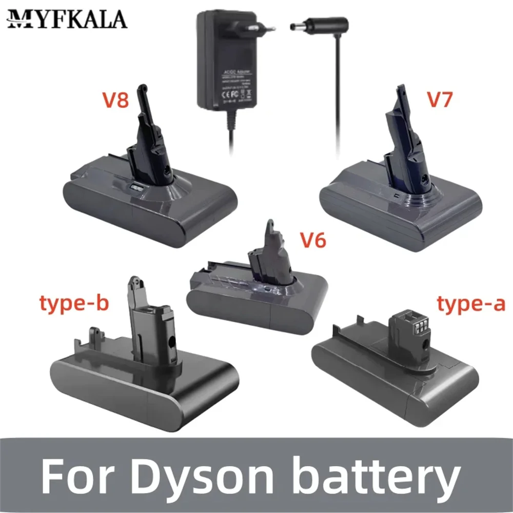 Per Dyson V6/v7/V8 Batteria serie aspirapolvere tipo A/B 21,6 V + caricabatterie Vendite dirette in fabbrica