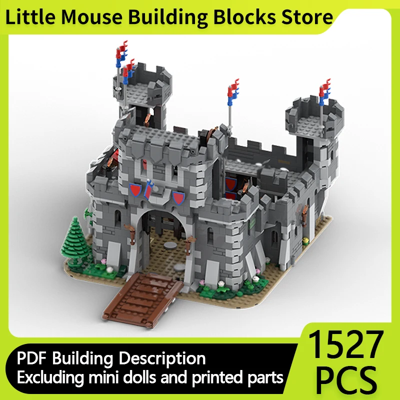 Model Kastil Abad Pertengahan MOC Batu Bata Bangunan Kastil Batu Bata Teknologi Modular Hadiah Liburan Rakitan Mainan Anak-anak