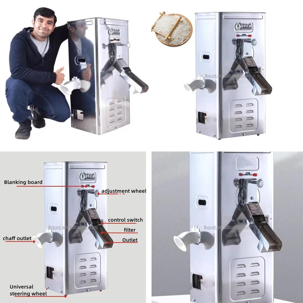 

Small Stainless Steel Cabinet Type Rice Milling Machine for Home Use Threshing Peeling Polishing Grinder for Paddy Rice