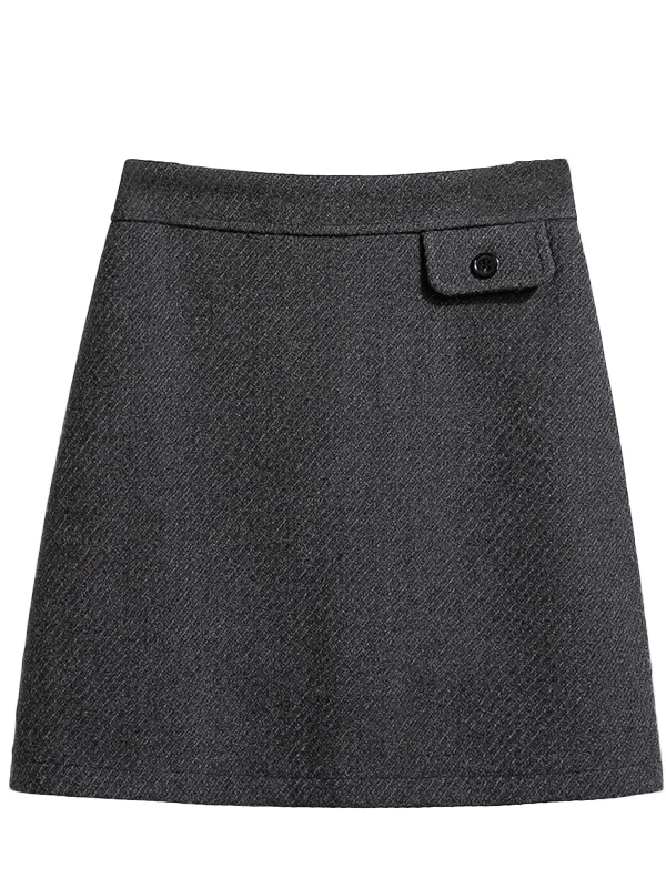 Saia evasê de cintura alta para mulheres em tecido de lã Bla lisonjeiro design de emagrecimento perfeito para estações de outono e inverno