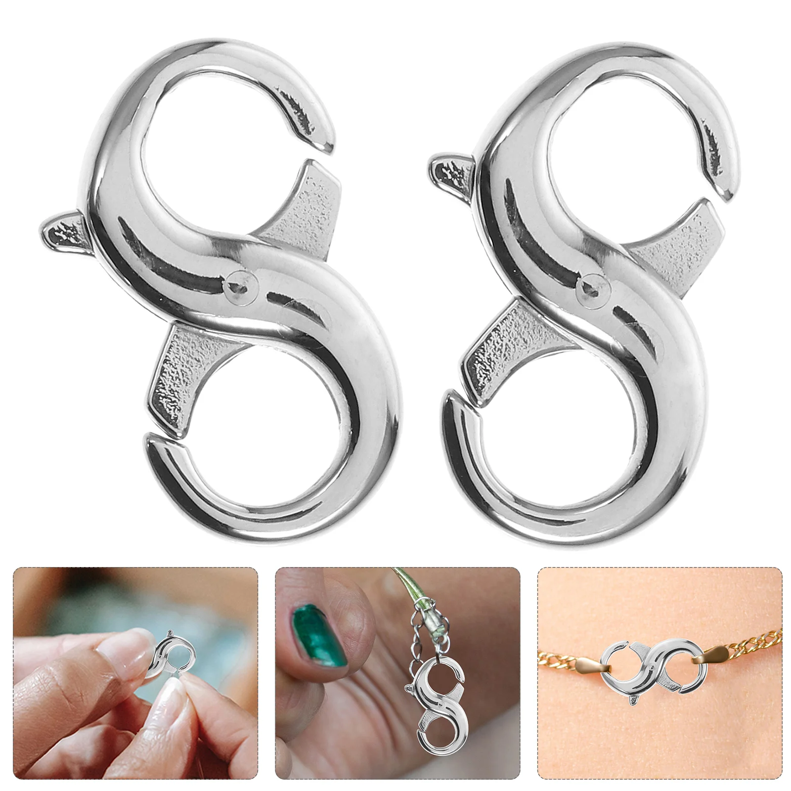 2 Pcs Stainless Steel Figure 8 Buckle Bracelet Necklace Connection Lobster Jewelry Making Jump Rings Connector Titanium Clasps