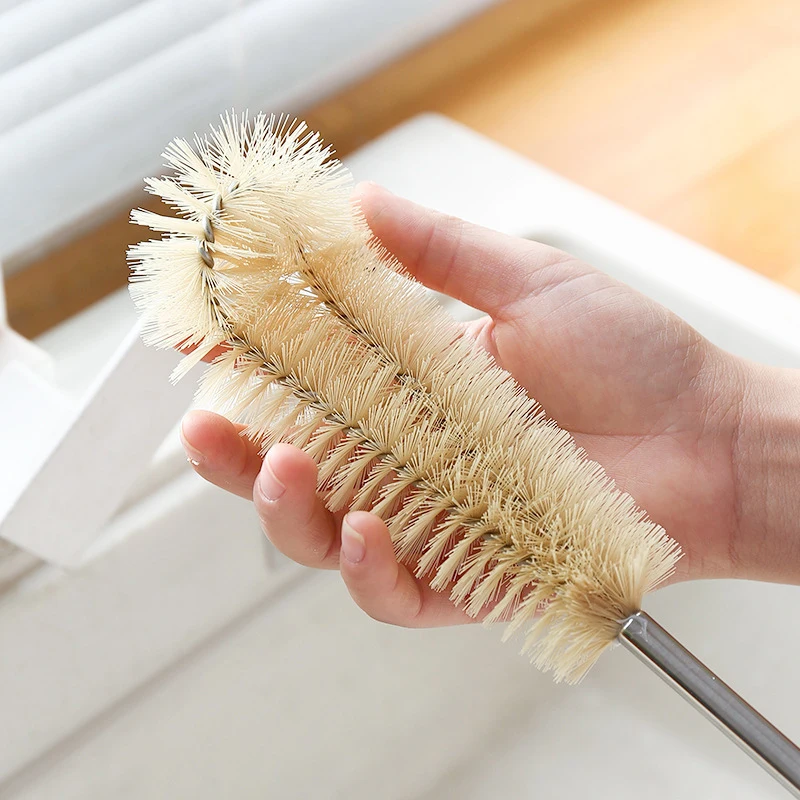 Long Wooden Handle Bottle Brush Baby Pacifiers Cleaning Brushes Infant Feeding Bottles Cleaner Kitchen Household Cleaning Tools view 3