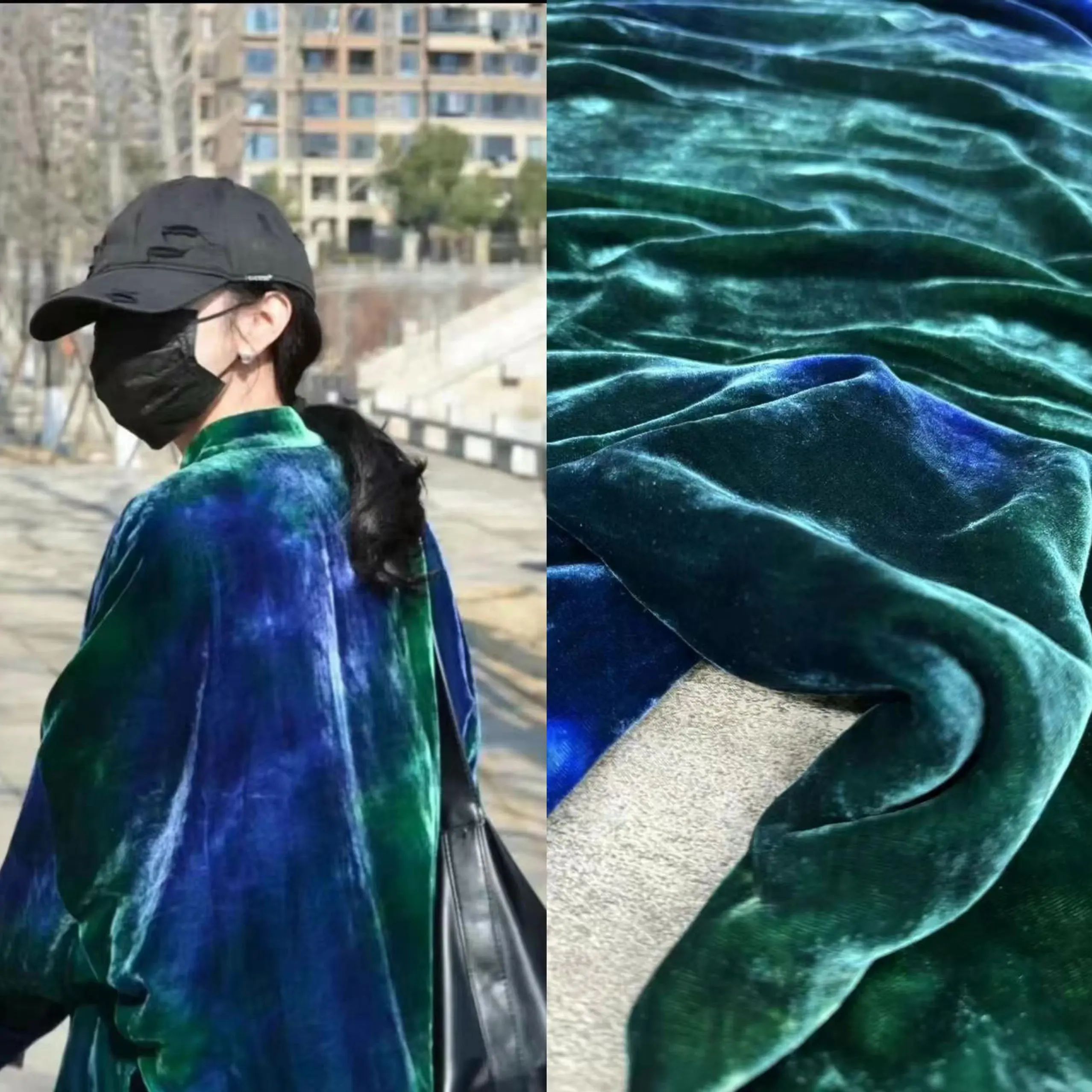 Early Autumn New Gradient Color Silk Velvet Fabric High-Definition Coat Dress Cheongsam Suit Fabric