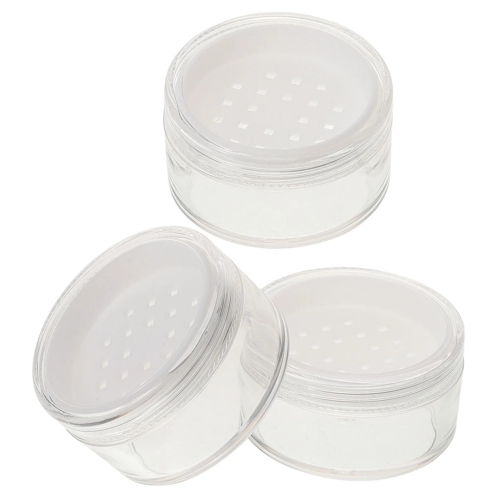 3 Pcs Portable Powder Case with Puff Makeup Container Travel-friendly for Easy-to-carry Loose Storage