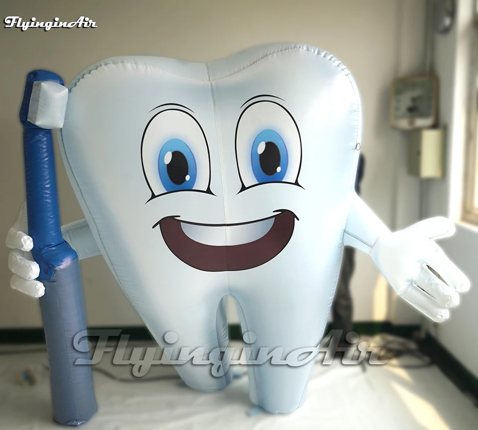 

Customized Artificial Inflatable Dental Man Holding A Toothbrush 2m/3m Height Air Blown Tooth Balloon For Advertising Event