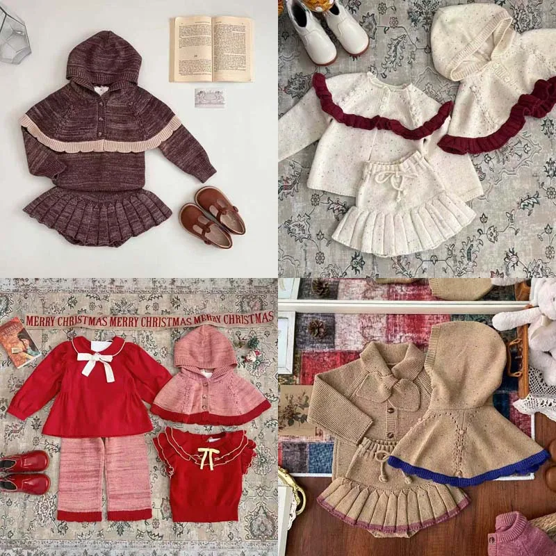 

In Stock 2026 MP Children Sweater Retro Style Baby Boy&Girl Knitted Handmade Hooded Shawl Accessories Kids Knitted Hooded Shawl