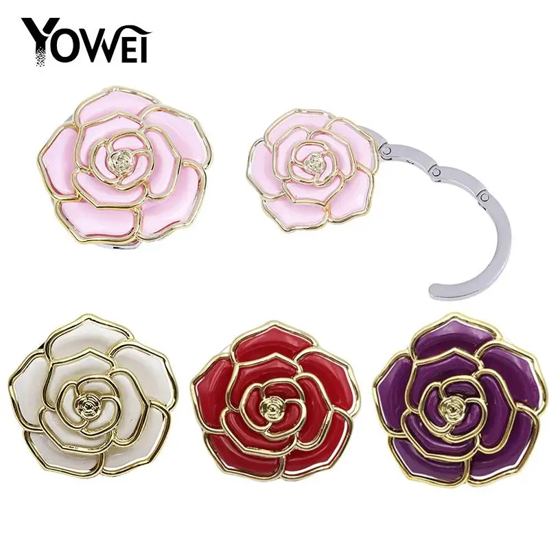 

1Pcs Round Table Vintage Rose Pattern Folding Bag Handbag Tote Table Hanger Hook Holder Purse Hanger