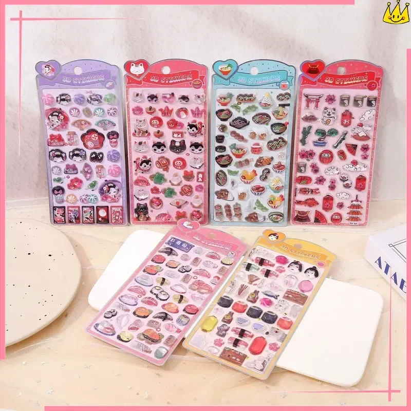 New Japanese Style 3D Crystal Embossed Stereo Kimono Geisha Stickers Japanese sushi Style Stickers DIY Scrapbook Phone Case