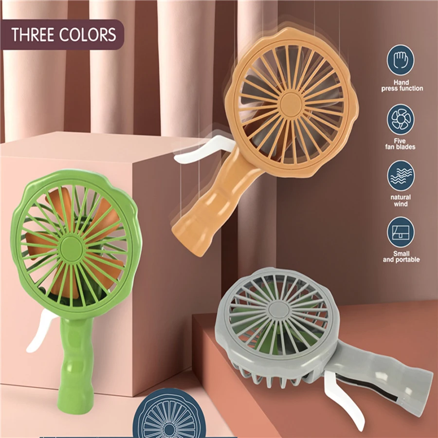 Hand-Cranked Fan, Cartoon Hand-Cranked Fan, Manual Airflow Mini Fan, Handheld Small Portable Fan.