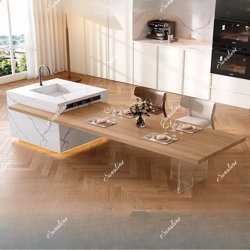 Medieval acrylic telescopic island tea table integrated household