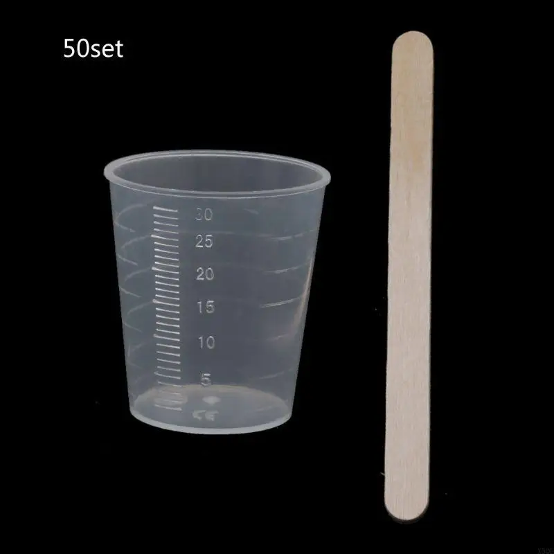 

50Piece 30ml Measuring Cup 50Pcs Stirring Sticks for Mixing Resin Epoxy Craft