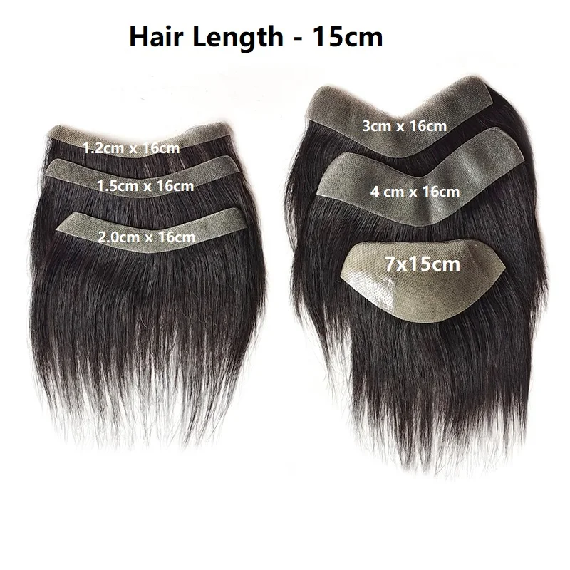 Toupee Men front Hairpiece Patch Natural Black Human Hair Thin Skin PU protesi capillare da uomo