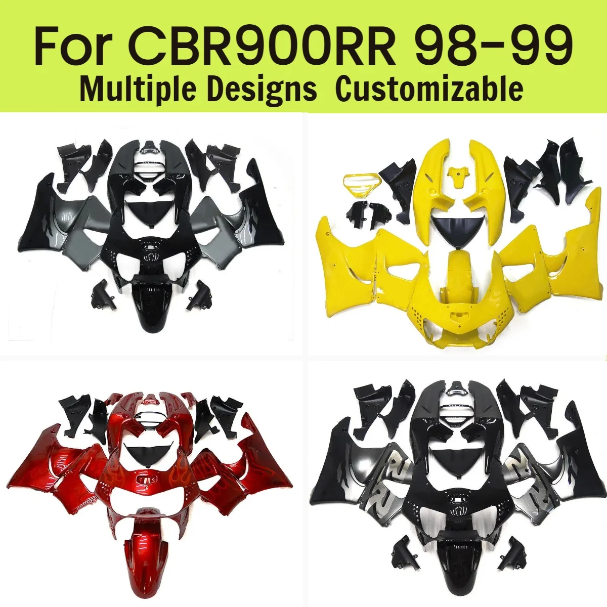 

Комплект обтекателей для HONDA CBR 900RR 1998-1999, CBR900RR 98-99, неоригинальные мотоциклетные обтекатели из АБС-пластика