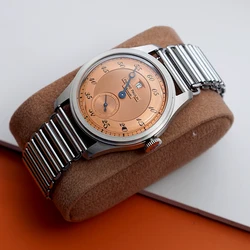 Spot goods NEW Pierre Paulin Jumping Hour Men Watch Salmon Dial Automatic St17 Mechanical Watch Vintage Bonklip bracelet