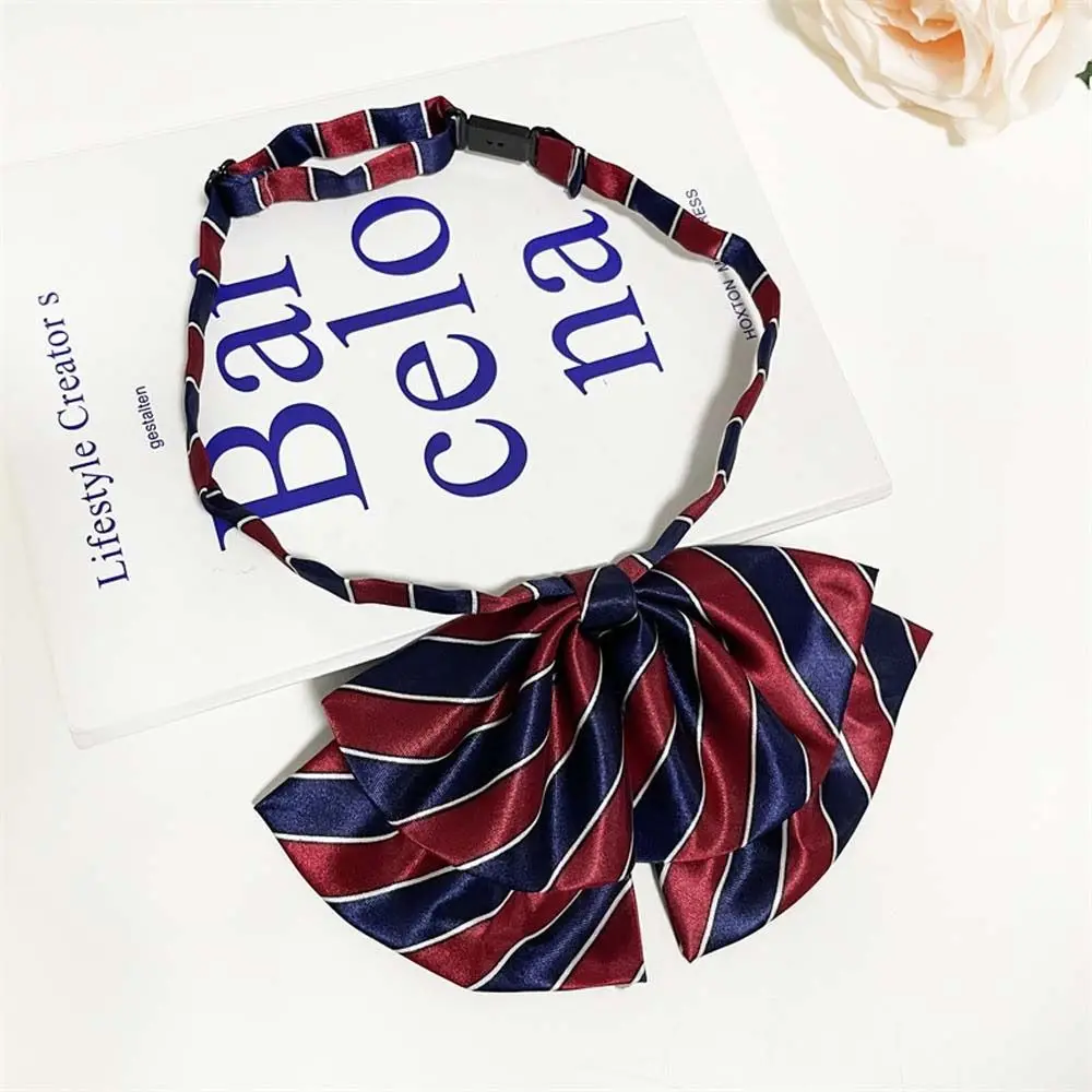 Elegant JK Lattice Bowknot Neckties Stripe Bowtie For Women Girl Neck Ties School Student Bowtie Uniform Bowties Shirt Accessory