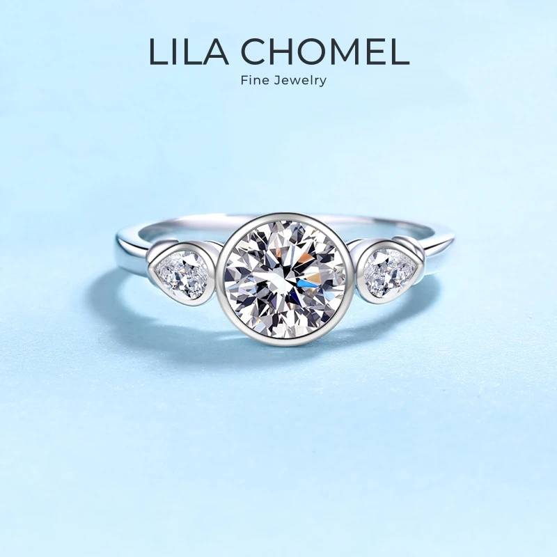 

Women Engagement 18K White Gold Wedding Band Pear/Round 1.6CT VVS1 D Color Moissanite Diamond PT950 Platinum Girl Birthday Gift