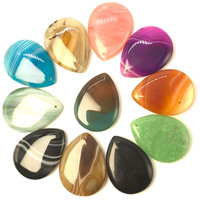 30x40MM Natural Stone Crystal Botswana Agate Water Drop Beads Charm Earrings pendant necklace Jewelry Accessories Wholesale