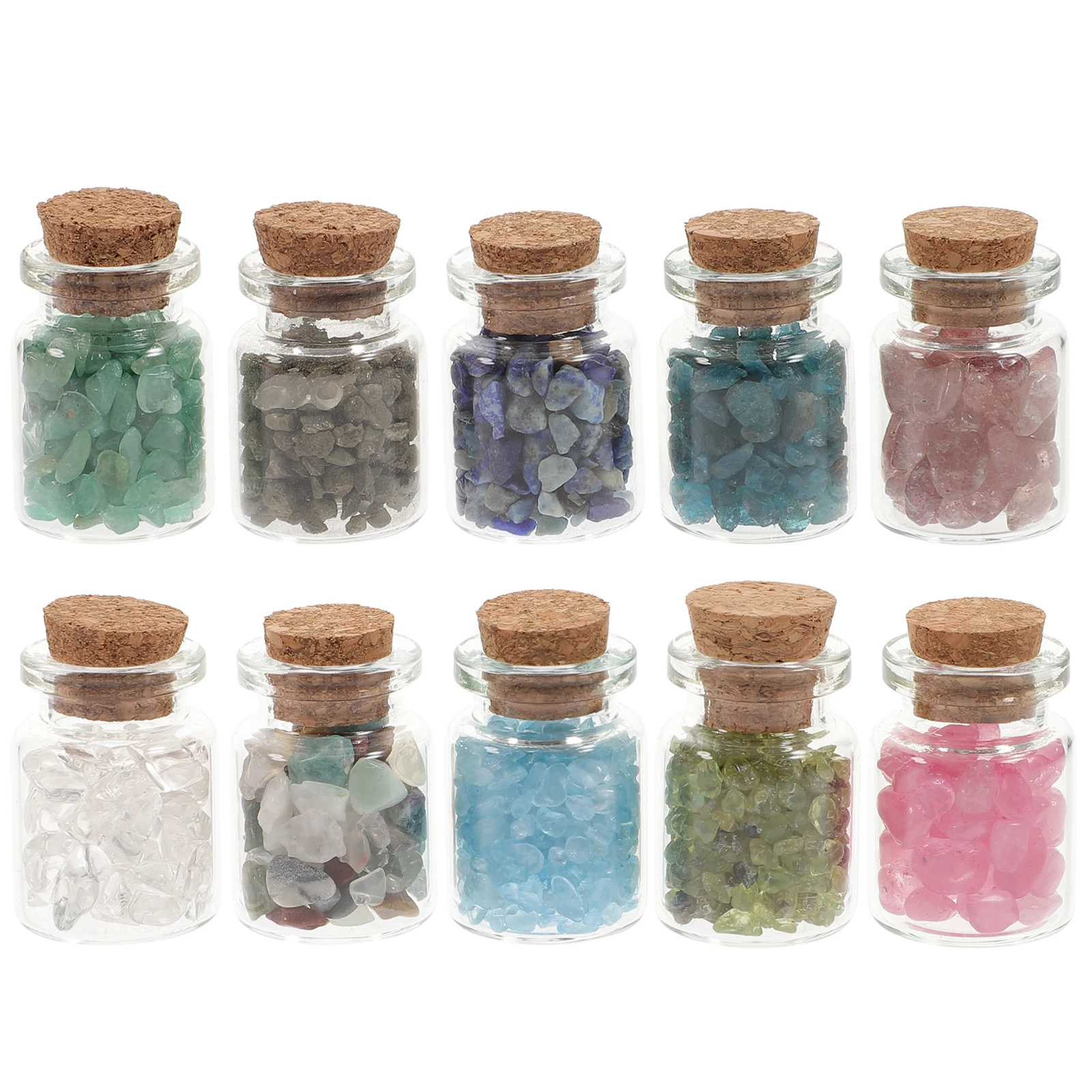 

10pcs Crystal Bottles Natural Gemstones Wishing Home Decor Desk Mini Gemstones In Bottles Shelf Gifts Health Care
