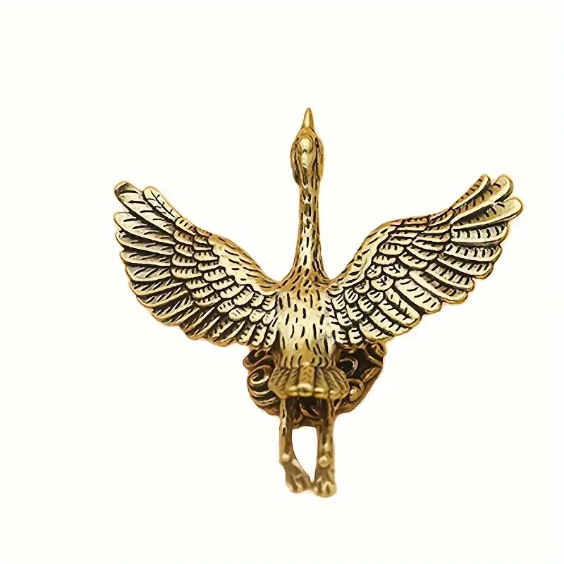 Elegante fliegende Kranich-Figur aus Messing – Desktop-Dekoration im Vintage-Stil, Büro-Kunststück, Tee-Haustier-Zubehör – Detail 5