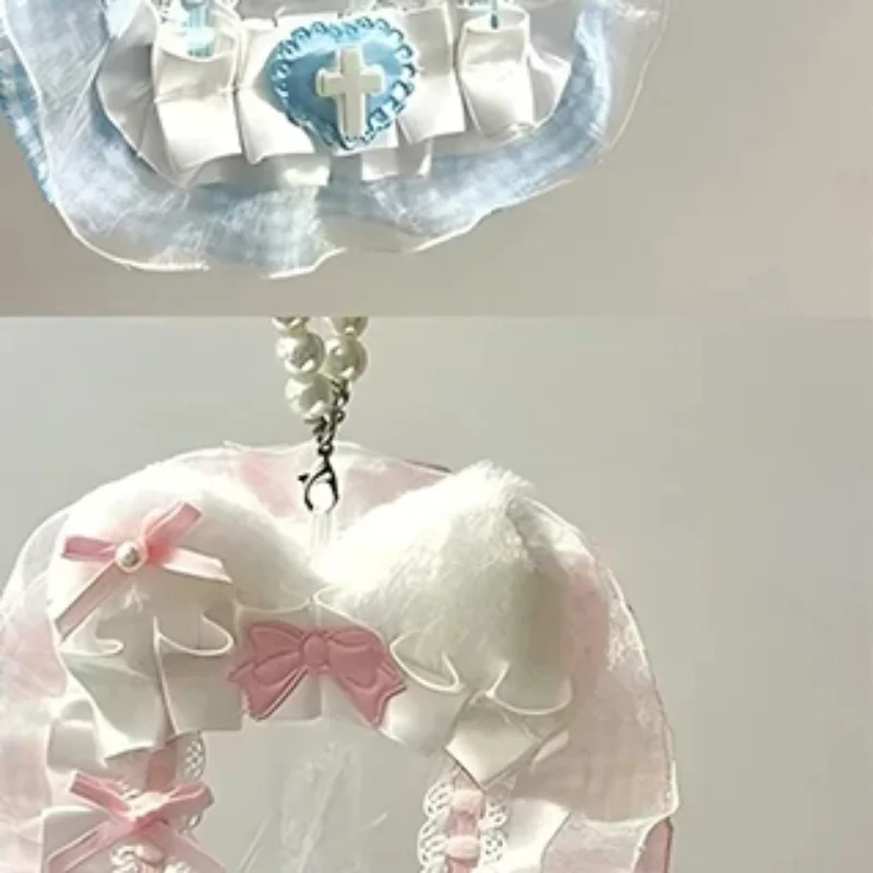 Sweet DIY Plush Card Holder with Ribbon Anime Lace Photocard Case Lolita Idol Display Photo Protector Case Card