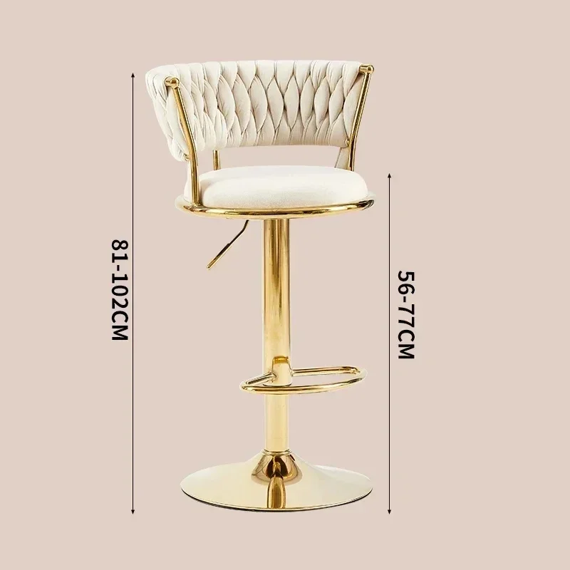 Rotating Lifting Bar Chair High Foot Stool Nordic Gold Leg Backrest Velvet Salle Manger Home Furniture